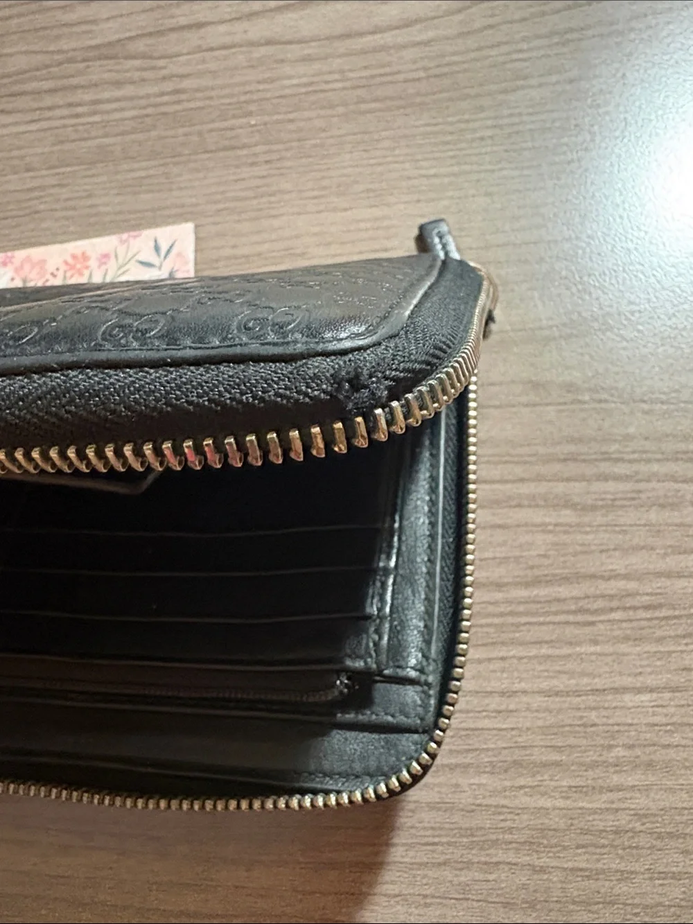 Gucci Micro GG Guccissima black Embossed Leather Large Wallet Zippy Authentic